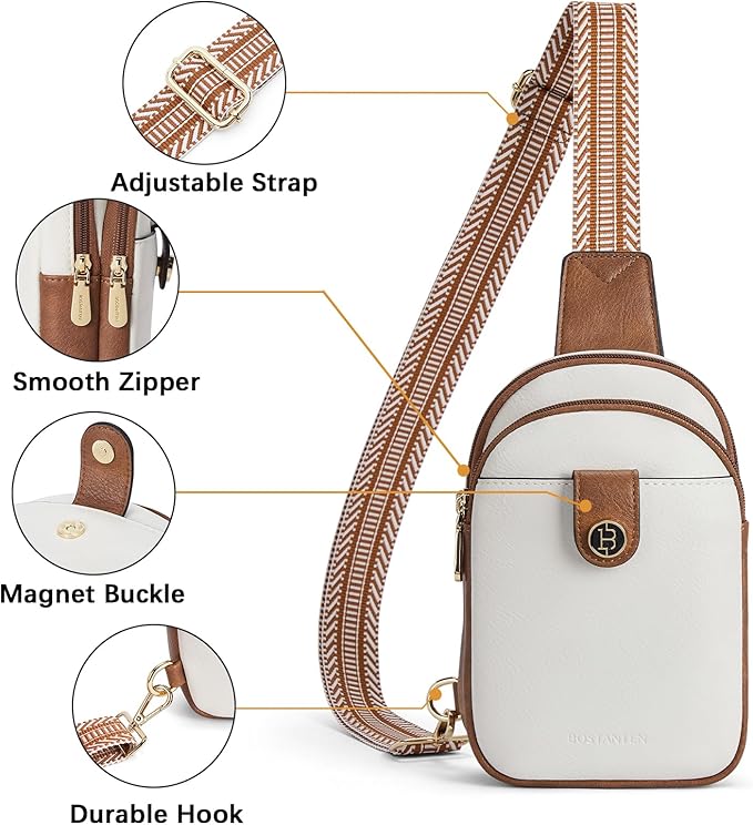 BOSTANTEN Sling Bag Crossbody Bags for Women Trendy Crossbody Purse Leather Chest Bag