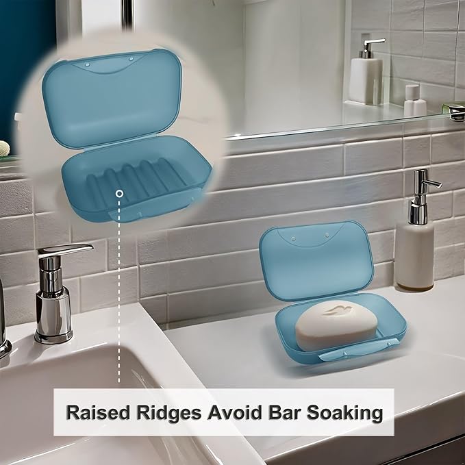 Travel Soap Holder Bar Soap Dish Shower Soap Saver Case Container Box for Bathroom Camping Gym Vonpri (Blue 3pack)