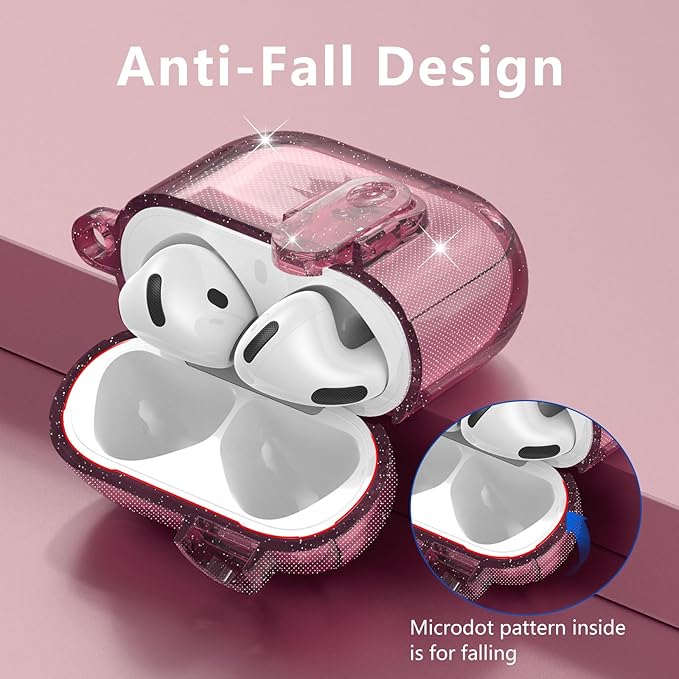 (with Safety Lock) VISOOM 2025 Clear Cases for Airpods iPods 4 Case Cover Women, Bling Airpod iPod 4 Case Soft 4th Gen Air Pods iPods Cases with Keychain for Apple Headphones Airpods4 Generation