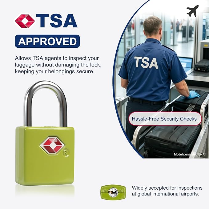 TSA Locks for Luggage with Keys, Travel Luggage Locks TSA Approved 4 Pack, Keyed Alike Small Padlock with Key, Mini Padlock for Suitcase, Backpack Zipper, Bag, Purse, Travel Essentials