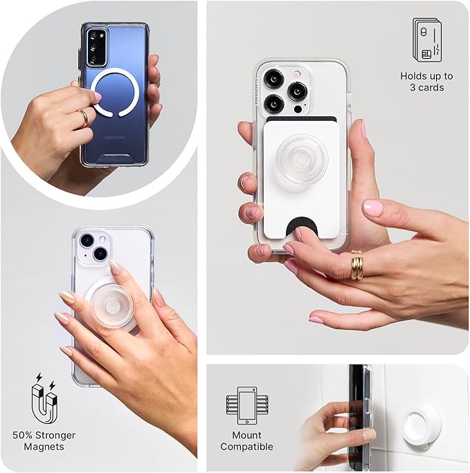 PopSockets Phone Grip for MagSafe, Magnetic Holder, Phone Stand, Enamel - Coconute Creme