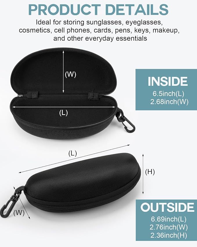 Treela 24 Pcs Sunglasses Case Portable Travel Hard Shell Zipper Frame Summer Eyeglasses Case with Plastic Hook for Women Men