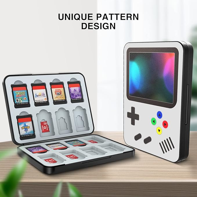 HEIYING Switch Game Card Case for Nintendo Switch 2/ OLED / Lite,Custom Pattern Memory Games Holder Case with 16 Game Card Slots and 16 Micro SD Cards Slots