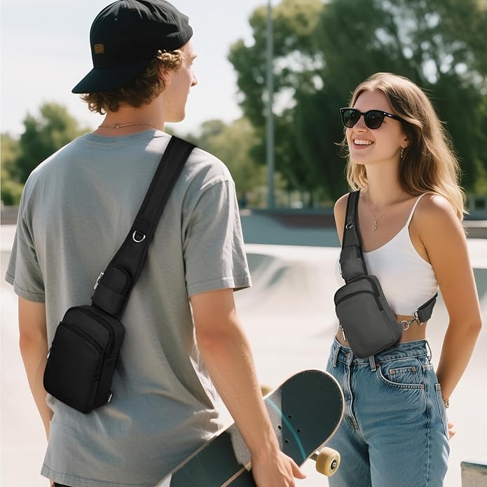 BROADREAM Sling Bag, Crossbody Bag with Anti-Theft Lock Zipper, RFID Blocking & Water Resistant for Travel Work Sport