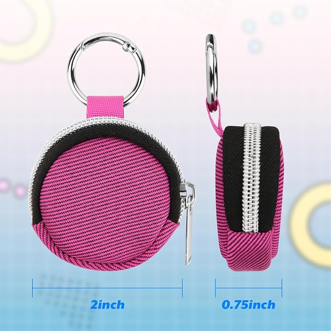 Portable Ring Organizer Case with Keychain, Traveling Ring Holder Storage Bag, Anti-Lost Keychain Container for Rings, Jewelry (2, Hot Pink)