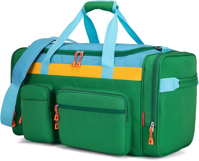 Large Kids Duffle Bag for Travel, Overnight, or Weekender, 22" inch (Green Yellow)