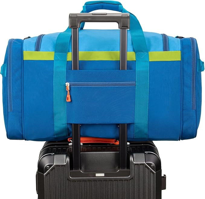 Large Kids Duffle Bag for Travel, Overnight, or Weekender, 22" inch (Blue)
