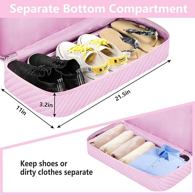 ITIEZY Weekender Overnight Bag for Women - Large Travel Duffel Bag with Shoe Compartment, Gym Duffel Bag Hospital Bag Carry On Tote Bags for Airplanes with Crossbody Bag Toiletry Bag 3Pcs Set