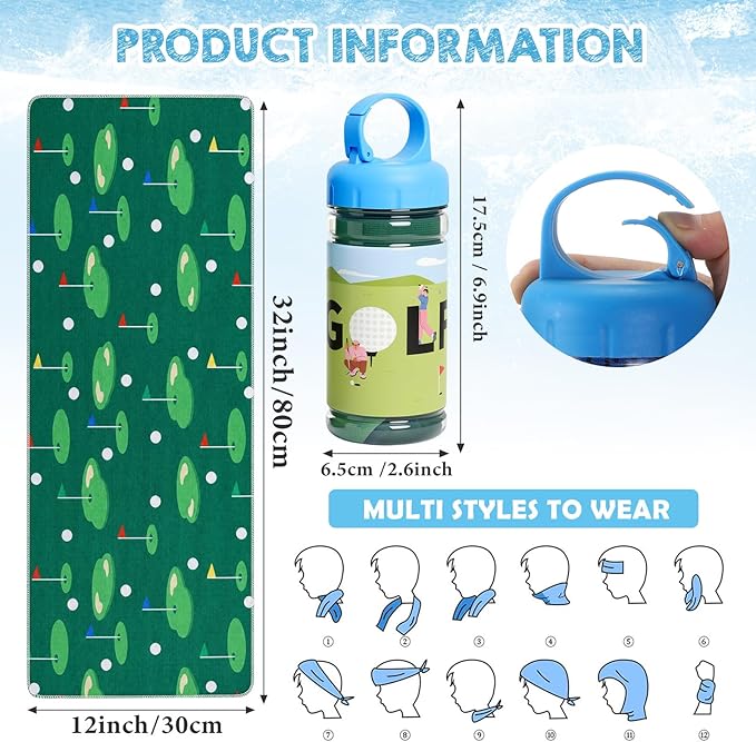 Hosuly 12 Pcs Sports Cooling Towels Basketball Football Golf Breathable Portable Chilly Ice Towel Bulk Fast Drying Microfiber, 32 x 12 in for Sport Party Favors Team Birthday Gifts