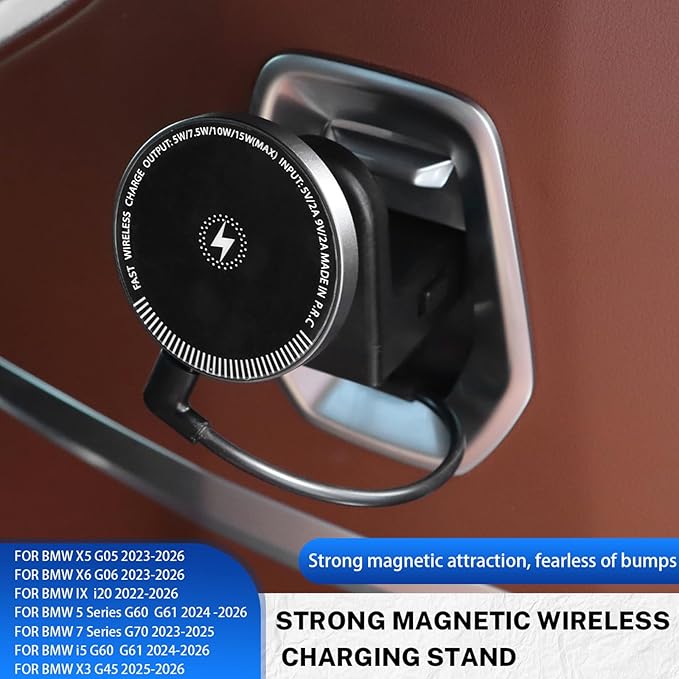for BMW X5 X6 G05 G06 G60 G45 Tablet Holder Strong Magnetic Attraction/Gravity Clamp ipad Car Holder Back Seat Road Trip Essentials (Strong Magnetic + Wireless Charging)