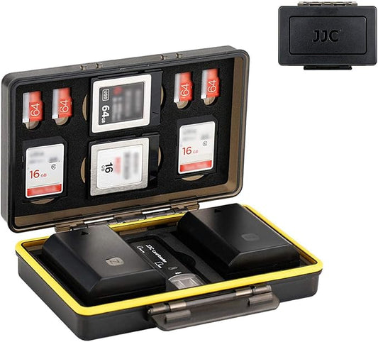 JJC Camera Battery Memory Card Case, SD Micro SD TF MSD XQD Card and Battery Holder Storage Organizer for Canon Nikon Sony Fujifilm Olympus,Water-Resistant & Shockproof