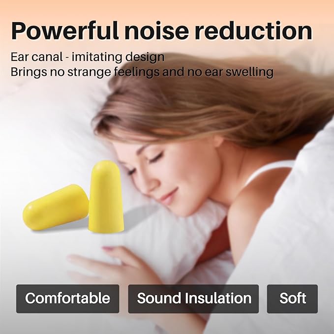 Ear Plugs - Noise Reduction Disposable Earplugs for Shooting, Sleeping, Work & Construction Site (50pairs Earplugs Yellow)