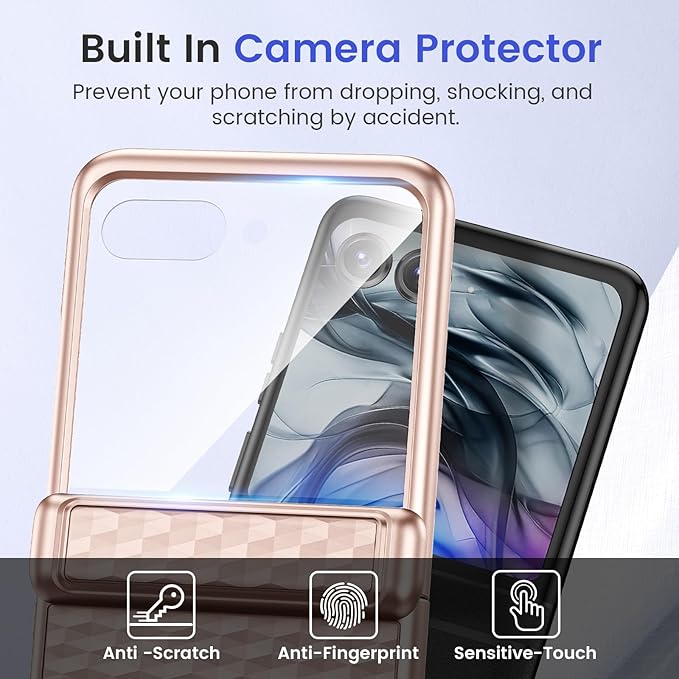 VEGO Case for Motorola Razr 2026/2025/2024 with Hinge Protection & Built-in Screen Protector No-Slip & Anti-Scratch Hard Sell Cover Rugged Drop Protection 2024/2025/2026 Case for Moto Razr-Pink