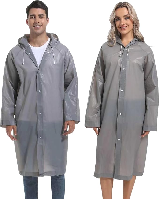 2PCS Rain Ponchos for Adults Reusable Rain Coats for Adults Rain Jackets Raincoats for Men Women