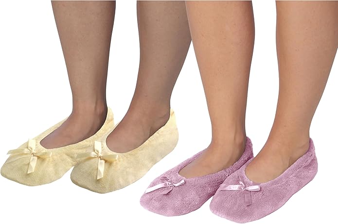 Women's Terry Classic Cotton & Velour Ballerina Slippers (Pack of 2)