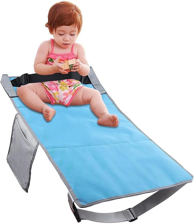 Kids Airplane Foot Pedal, Portable Folding Airplane Footrest, Universal Fit Adjustable Children Airplane Seat Extender (Blue)