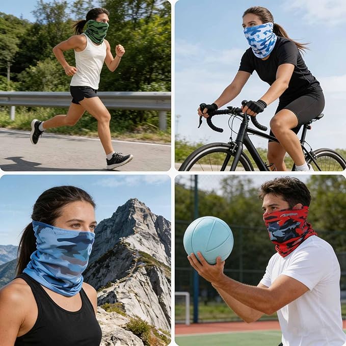 6 Pieces Summer Face Cover Scarf Mens Neck Gaiter For Men Women UV Protection Face Breathable Sun Protection Cycling Running