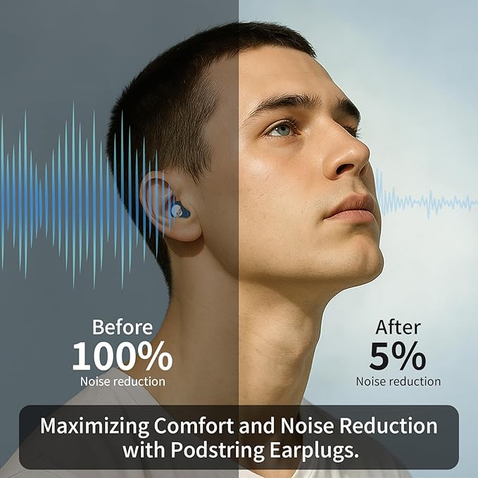 Ear Plugs for Sleeping Noise Reduction, Ultra Soft Silicone Ear Plugs for Side Sleepers, Reusable Sleep Earplugs with 8 Eartips & Travel Case, 30dB Noise Reduction for Snoring, Travel & Focus - Blue