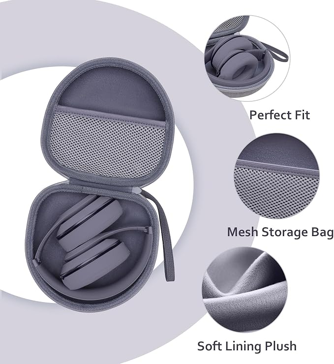 Headphone Headset Case for JLab JBuds Lux ANC/JLab Go Lux ANC/Beats/JBL/TOZO/BERIBES/Picun/KVIDIO Noise Cancelling Over-Ear Foldable Headphone (Gray)