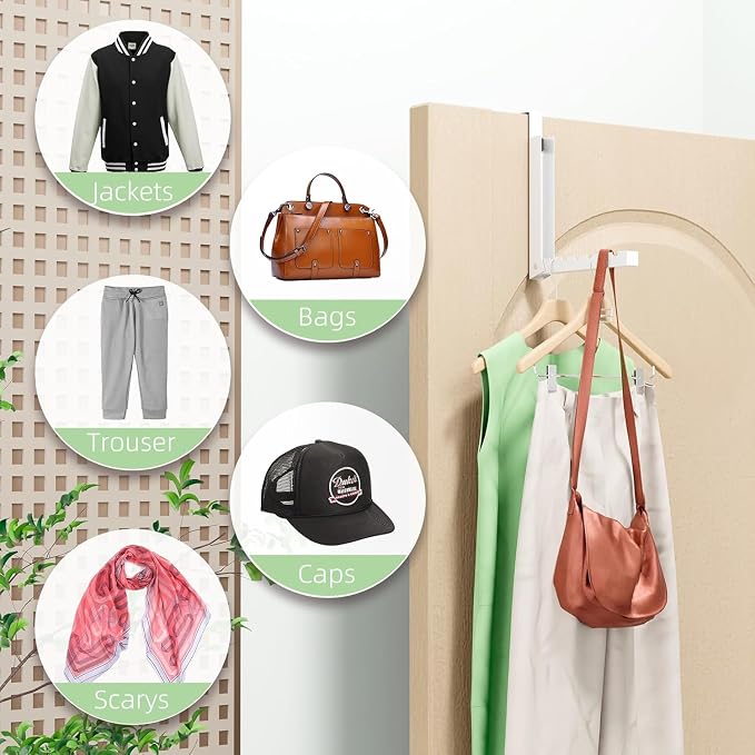 2-Pack Over The Door Hanger Foldable Clothes Drying Rack, Collapsible Hanging Coat Rack for Laundry Room & Bedroom, Space-Saving Compact Foldable Portable Clothing Hanger Hook