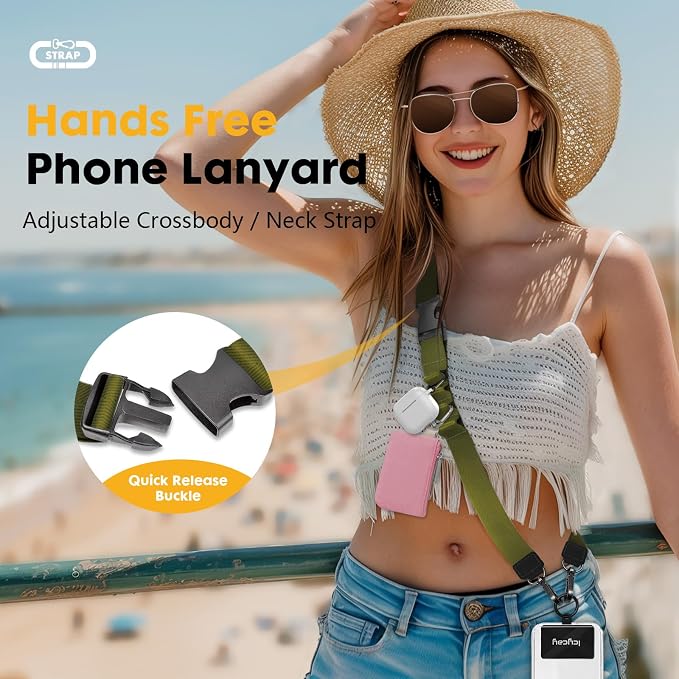 Icycay Phone Lanyard Crossbody, Green Cell Phone Strap for Around The Neck Adjustable, Minimalist Teacher Anti Theft Cute Lanyard for ID Holder Keys Accessories Travel Essential
