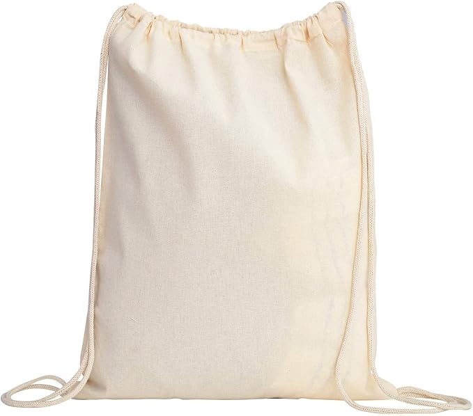 TBF (12 Pack) Set of 12 Durable Cotton Canvas Drawstring Backpack Bags (Large (17" W x 20" H))