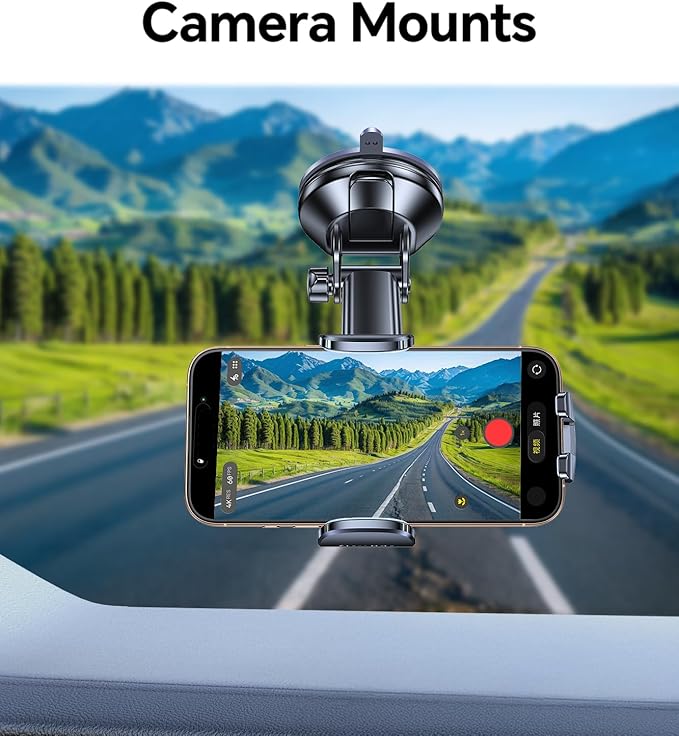 Romuto Phone Holders for Your Car Phone Holder Mount【Super Suction】 Cell Phone Mount for Car Accessories for Women Men Windshield/Vent/Dash Truck Stand Desk Mount Clamp Holder for iPhone Samsung