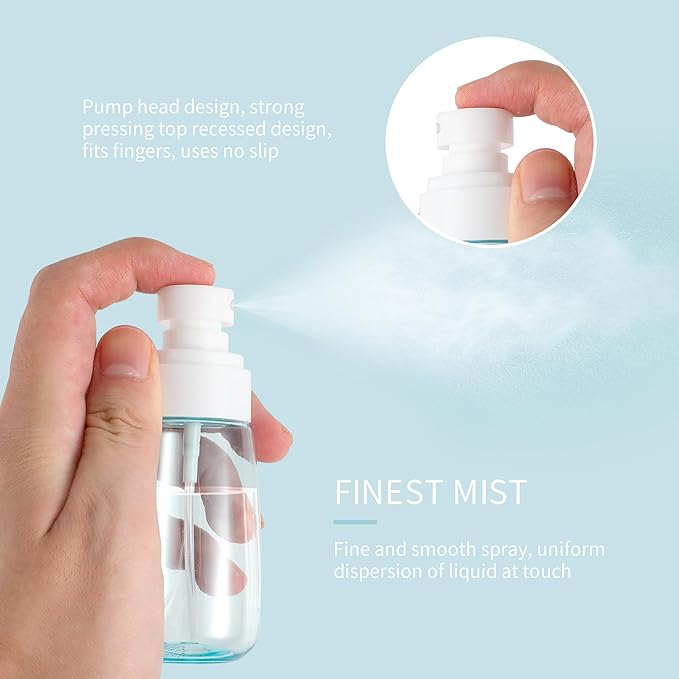9 Pcs Travel Spray Bottle 60ml/2oz Leak Proof Fine Mist Spray Bottles Empty Mini Makeup Face Spray Bottle Clear Refillable Travel Containers for Perfume Cosmetic Essential Oil, 3 Color(120pcs Labels)