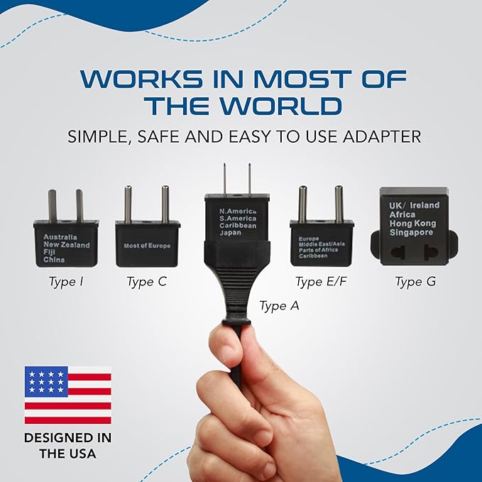 Ceptics International Worldwide Travel Plug Adapter 5 Piece Set, Great for Cell Phones, Battery Chargers, Laptops to Work in Most Countries