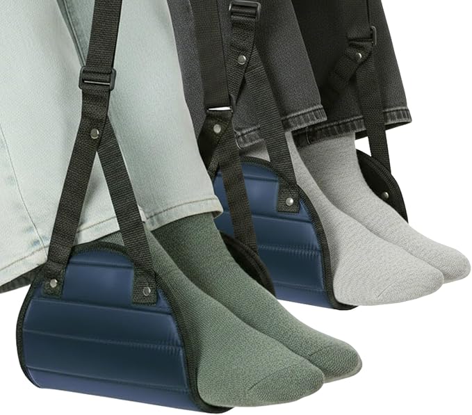 Airplane Foot Rest,Portable Foot Hammock for Plane Travel,Footrest for Airplane Travel,Adjustable Memory Foam Foot Sling,Office Leg Rest for Adults, Travel Essentials for Long Flight