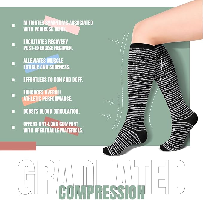cerpite Compression Socks for Women & Men Circulation 8 Pairs Compression Socks 20-30 mmhg Best for Running,Nurse,Travel