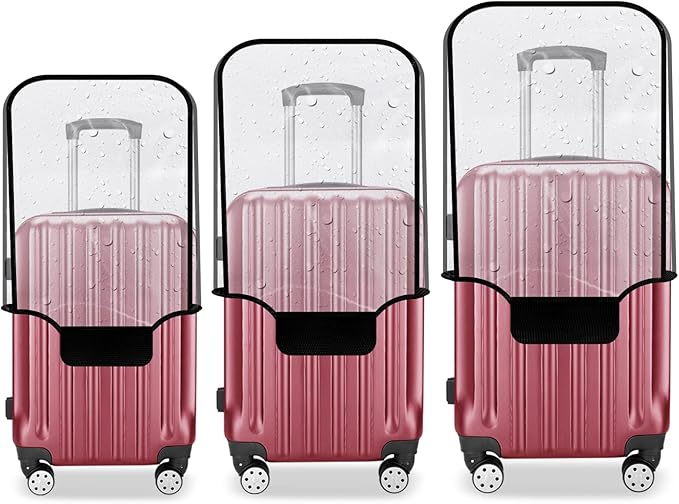 3 Pack Luggage Covers for Suitcase Clear PVC 0.4MM Thickened Waterproof Anti-Scratch Protector Sleeve Fits 20 24 28 Inch Baggage TSA Approved Travel Accessories