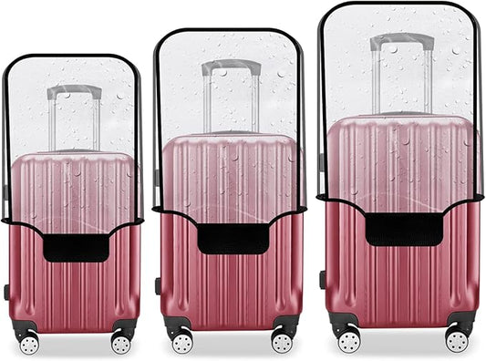 3 Pack Luggage Covers for Suitcase Clear PVC 0.4MM Thickened Waterproof Anti-Scratch Protector Sleeve Fits 20 24 28 Inch Baggage TSA Approved Travel Accessories