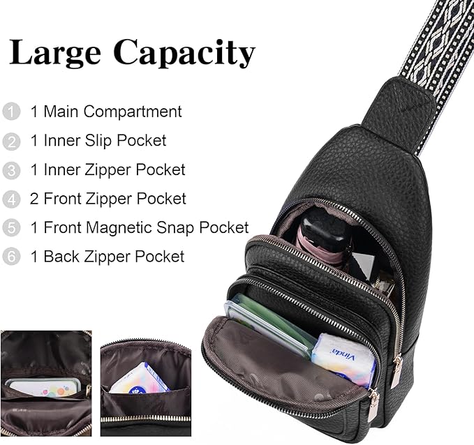 GAEKEAO Sling Bag Crossbody Bags for Women Vegan Leather Fanny Pack Chest Travel Anti Theft Purse Shoulder Bag handbags Gifts