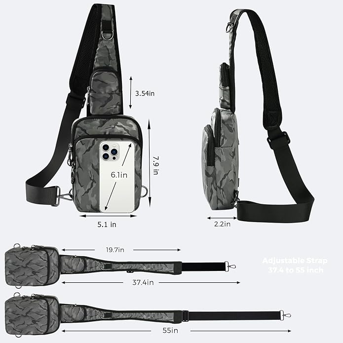 Sling Bag, Crossbody Bag with Zipper Lock, RFID & Water Resistant for Women and Men Small Chest Bag for Travel Casual