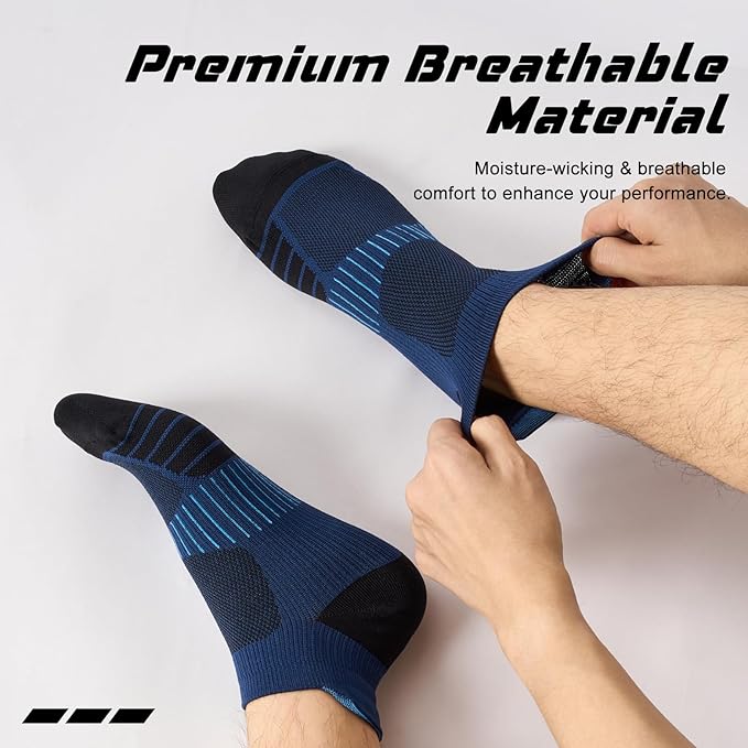 Ankle Compression Socks for Men and Women 6 Pairs, Low Cut Breathable Seamless short Running Socks with Arch Support