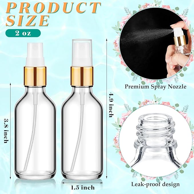 Tessco for you 1 Pcs 30/60/100 ml Glass Spray Bottles Frosted Empty Perfume Bottle Atomizer Refillable Clear Bottle with Fine Mist Sprayer Pump for Room Face Travel Business (Clear,2 oz)