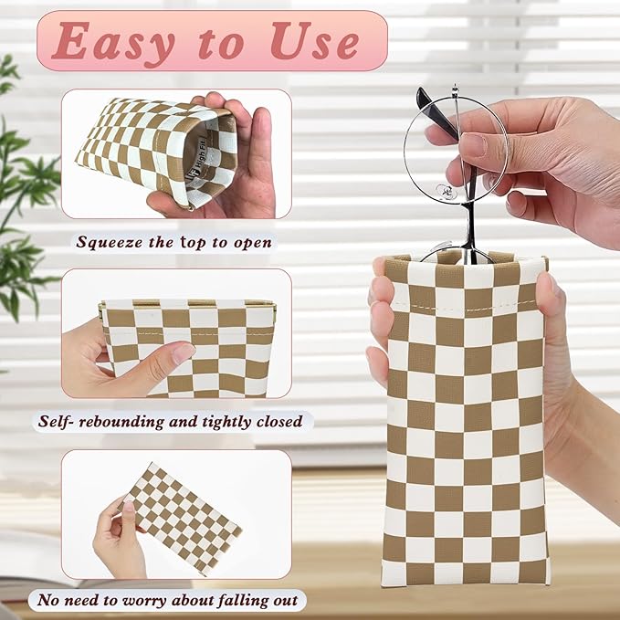 eyeglasses bag Soft Glasses bag, Portable Squeeze Top Sunglasses Case Travel for Women Girls