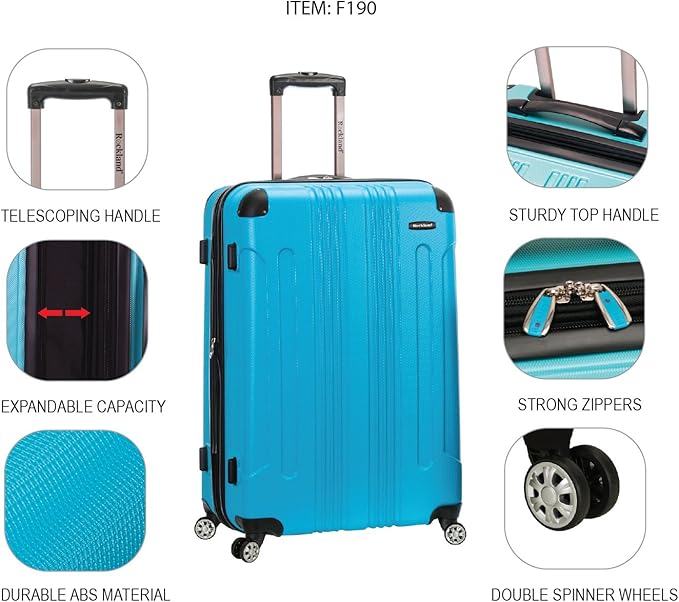 Rockland London Hardside 3 Piece Expandable Spinner Wheel Luggage Set, (20"/24"/28"), Brown