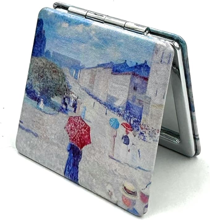 Edward Monch Square Mirror - Art Deco Pocket Mirror for Girls, Perfect for Travel or Gifts