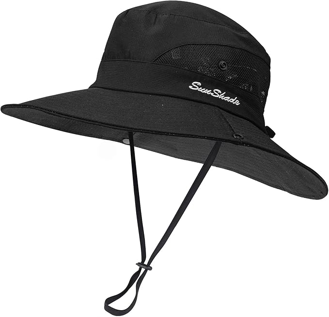 Women's Summer Sun-Hat Ponytail - Outdoor UV-Protection Mesh Wide Brim Foldable Hat with Ponytail Hole