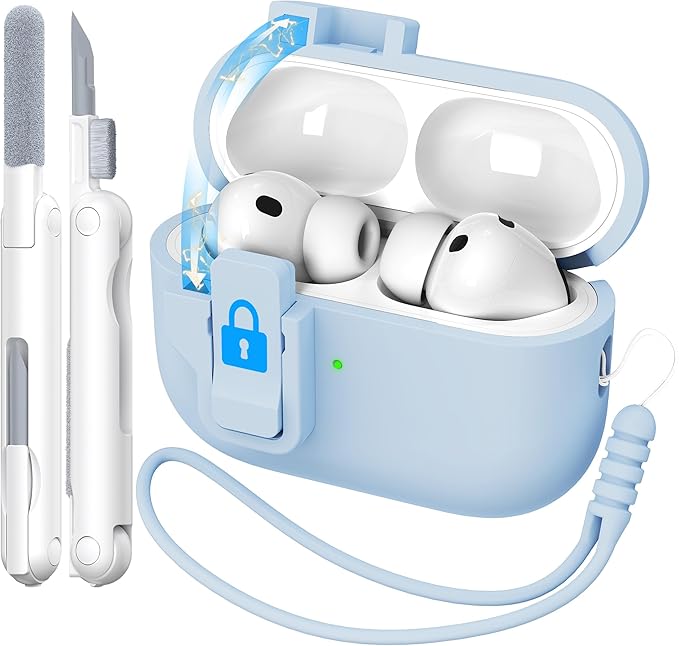 R-fun for AirPods Pro 3 Case with Cleaning Kit, Soft Liquid Silicone Rubber Protective Cover, Compatible with AirPods Pro 3rd Generation Case (2025), Compatible with MagSafe, Sky Blue