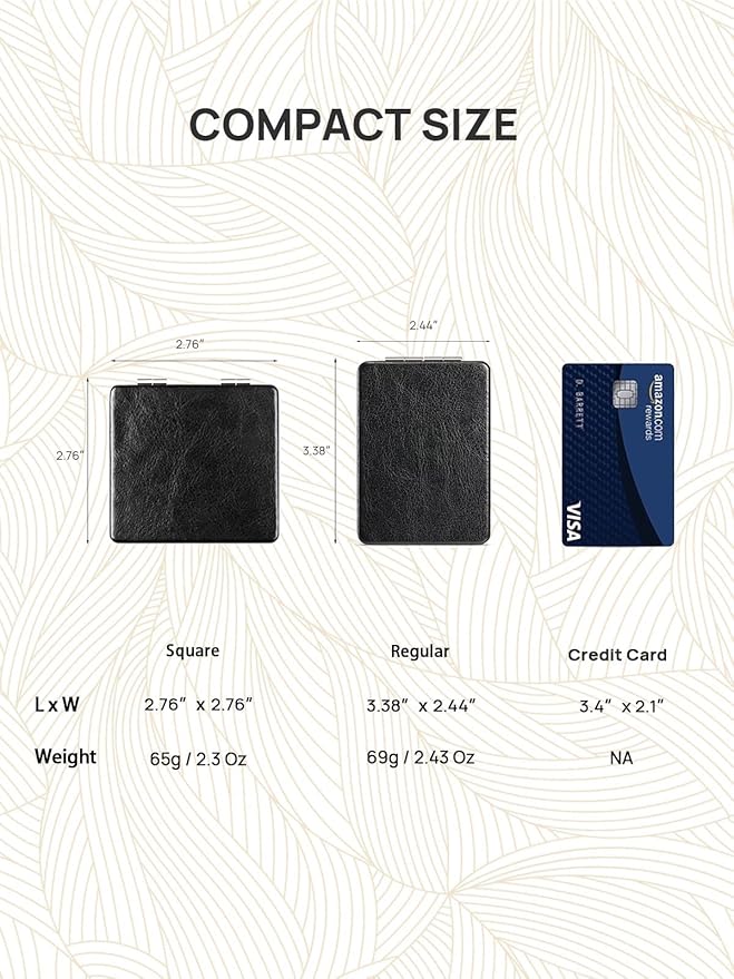 OMIRO Compact Mirror, Unique Painting PU Leather 1X/3X Magnification, Ultra Portable for Purses, 2.4" W x 3.4" L (Paisley)