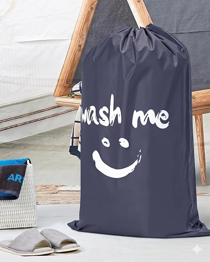 HOMEST 2 Pack XL Wash Me Travel Laundry Bag, Dirty Clothes Organizer, Large Enough to Hold 4 Loads of Laundry, Easy Fit a Laundry Hamper or Basket