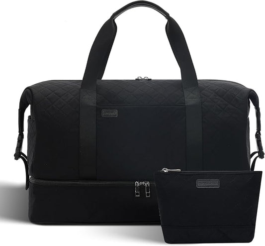 Women's Weekender bag Travel Duffel Bag with Shoe Compartment 21-inch Airline-Approved Carry-On, 2-Piece Overnight Bag Set Personal Item Luggage