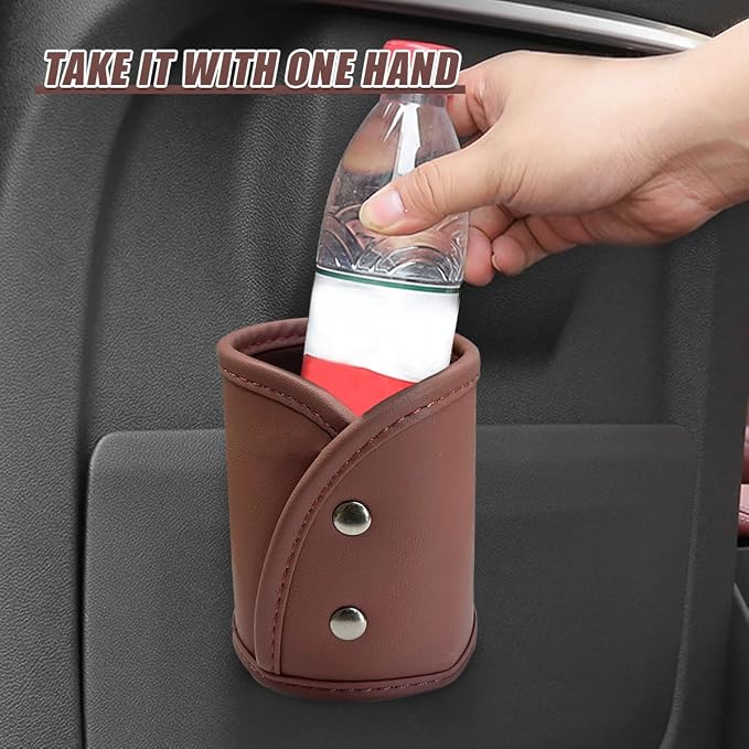 YoRise Car Door Cup Holder, Scratch-Resistant Clip-On Leather Auto Seat Side Water Bottle Holder, Universal Vehicle Interior Hanging Storage Organizer Accessories for Truck Sedan SUV (Red)