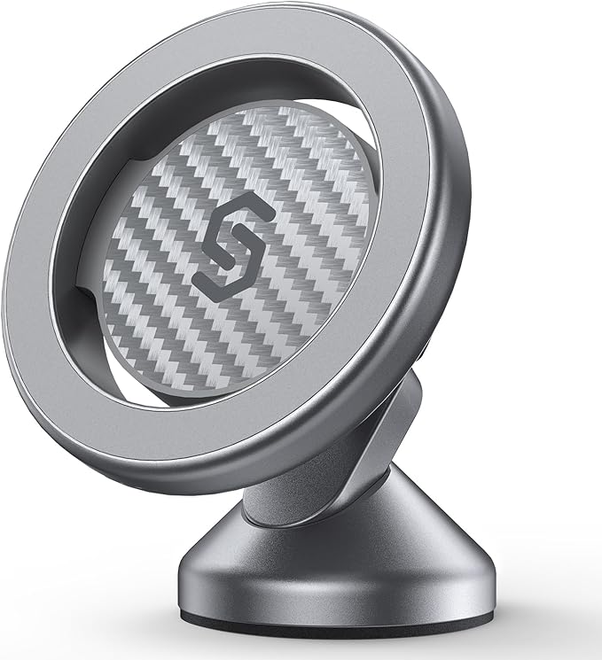 SYNCWIRE for MagSafe Car Mount - Magnetic Phone Holder for Car Dash,360° Rotation Strong Magnets Car Phone Holder Compatible iPhone 17 16 15 14 13, MagSafe Car Accessories, Titanium Silver