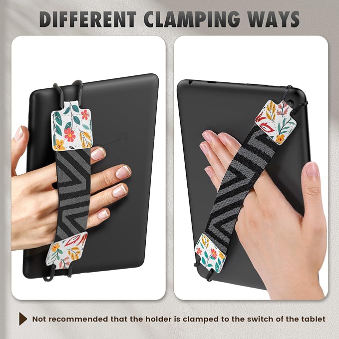 MoKo Security Hand-Strap for 9-11 Inch Tablet - iPad/- Pro/iPad Air/Kindle Fire HD/Samsung/Lenovo, High-Elasticity Versatile Hand Strap Lightweight Finger Grip Holder, Flowers