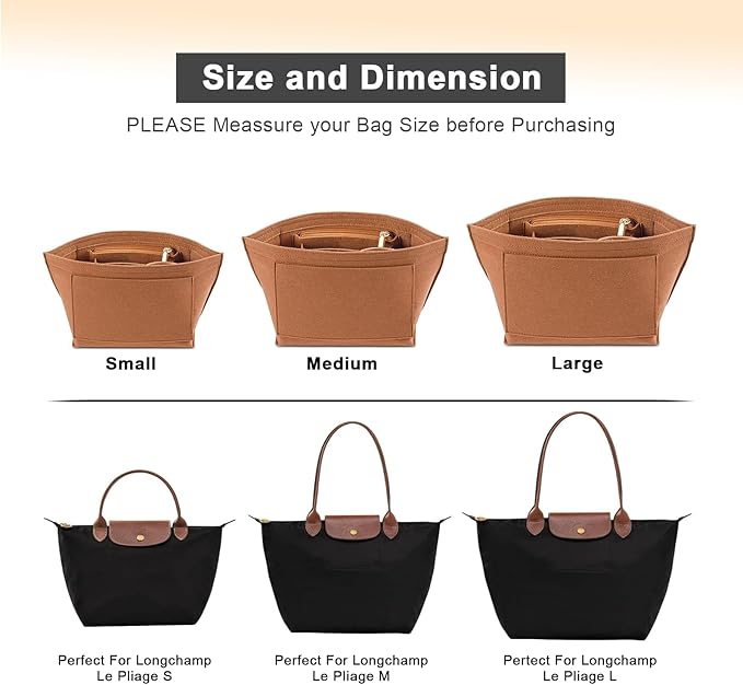 LOUKAYCCI Purse Organizer Insert for le pliage Le Pliage S Handbags Insert（EarthColo, Small）