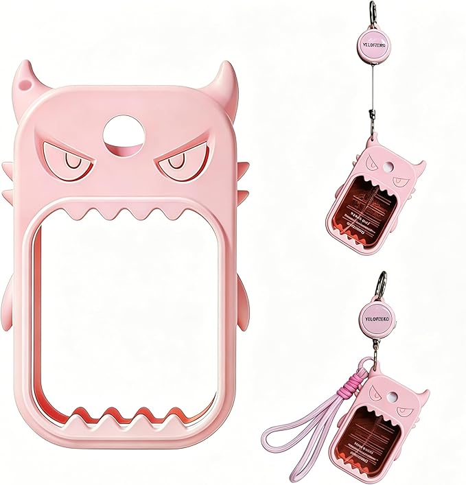 Silicone Case for Touchland 1FL.OZ Sanitizer. Cute protective holder with retractable lanyard & keyring.